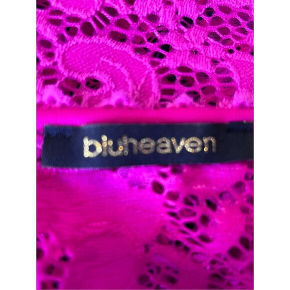 Bluheaven by Umgee Women’s Medium Pink Lace Short Sleeve Shirt Top - Picture 4 of 6